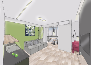 Заказать Блиц-проектирование интерьеров удаленно для людей строящих свой дом, квартиру в г. Хельсинки . Кухня-гостиная 17м2